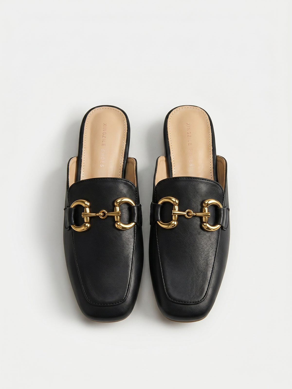 Genuine Leather Horsebit Loafer Mules