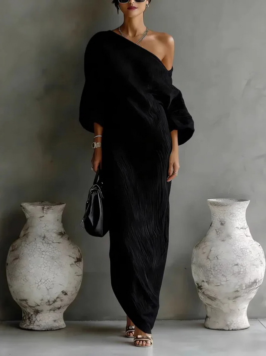 Vestido Largo Asimétrico de Lino – Elegancia Atemporal