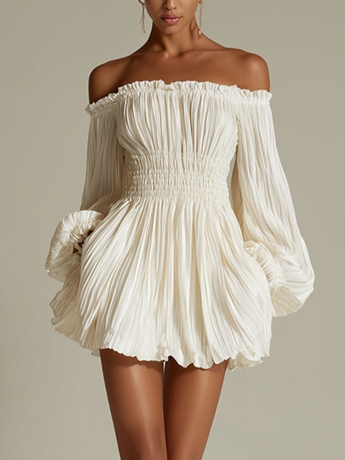 Mini Vestido Blanco de hombros descubiertos