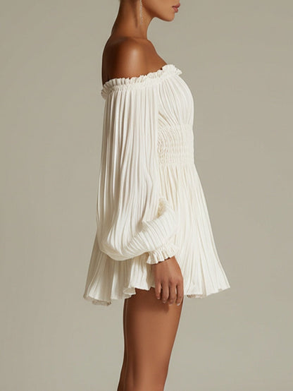 Mini Vestido Blanco de hombros descubiertos