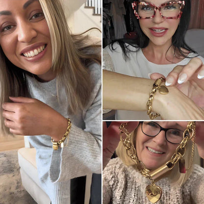 Pulsera gruesa de oro con forma de corazón
