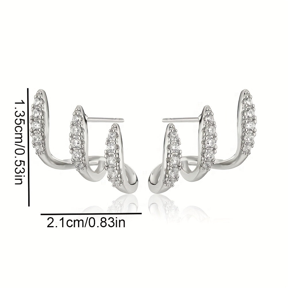 Elegantes pendientes de diamantes de imitación con tres garras