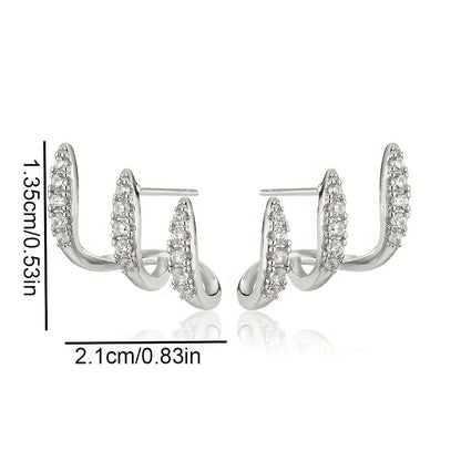 Elegantes pendientes de diamantes de imitación con tres garras