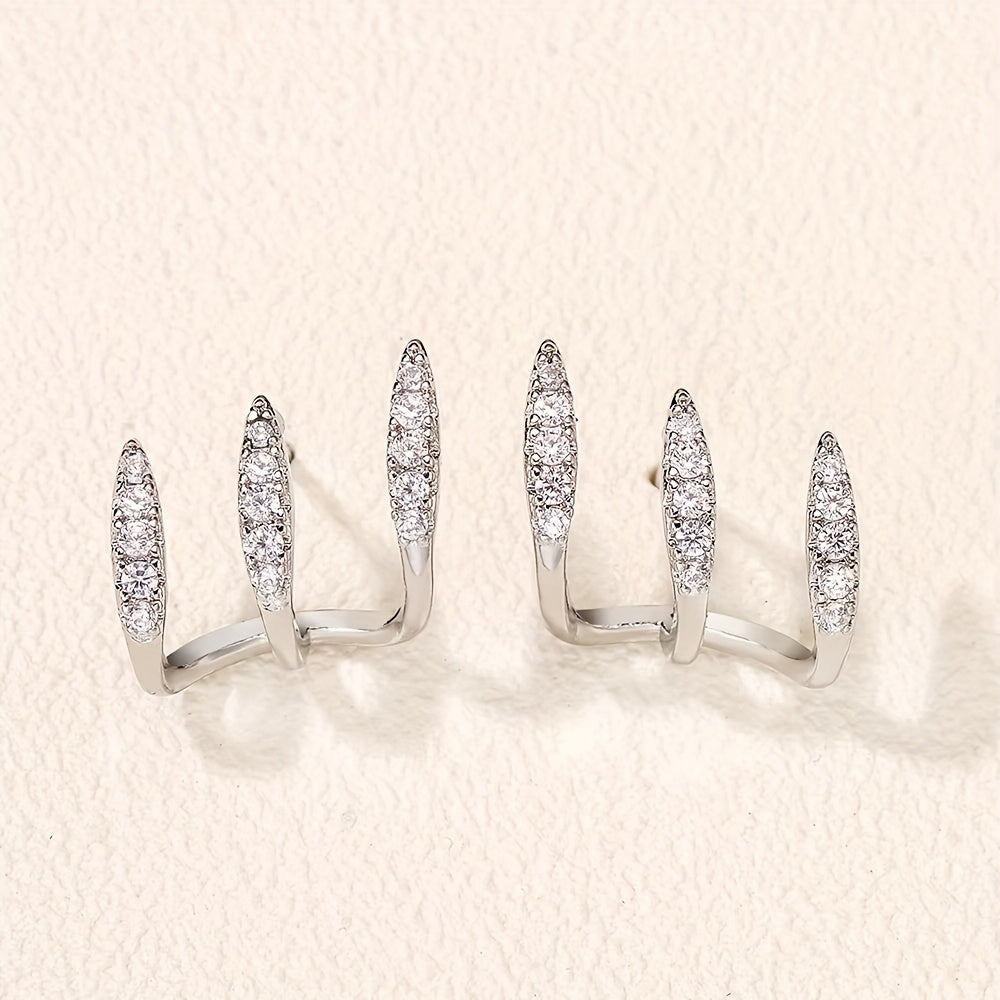 Elegantes pendientes de diamantes de imitación con tres garras