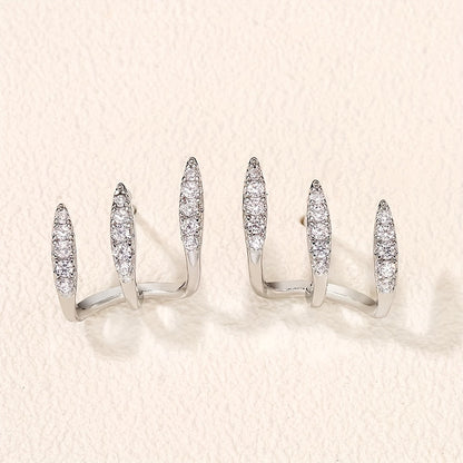 Elegantes pendientes de diamantes de imitación con tres garras
