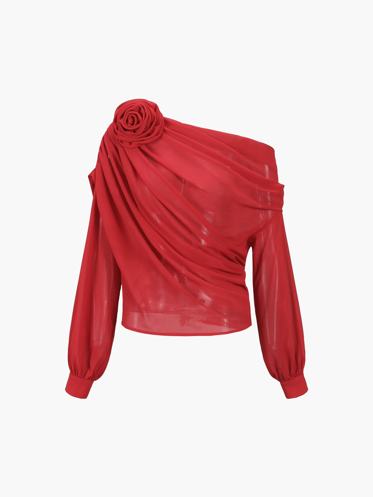 Blusa Asimétrica de Gasa con Un Solo Hombro