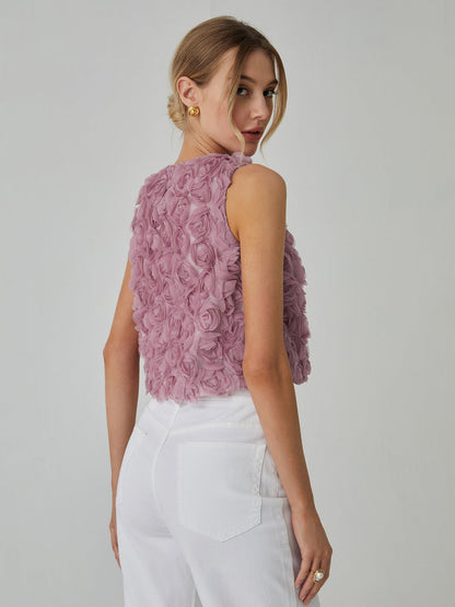Blusa romántica con estampado floral variado