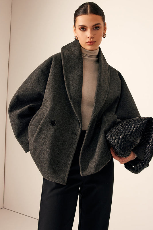 Abrigo holgado con bolsillos de tweed