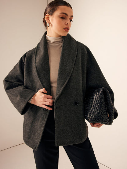 Abrigo holgado con bolsillos de tweed