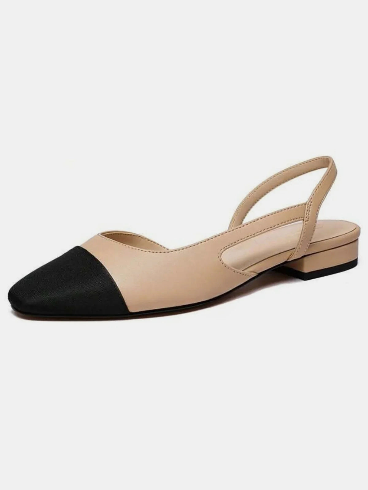 Square Toe Slingback Low Heel Sandals