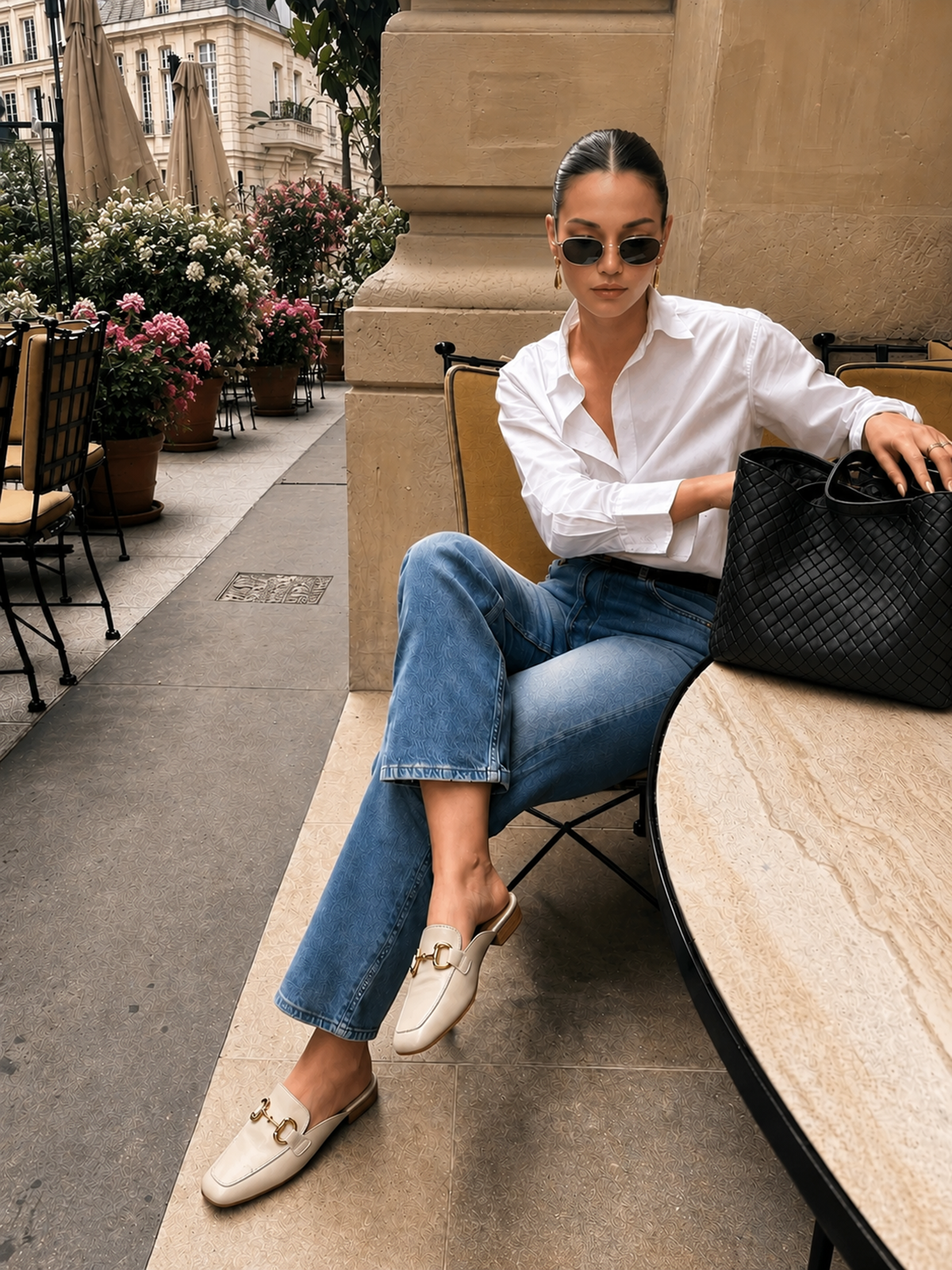 Genuine Leather Horsebit Loafer Mules