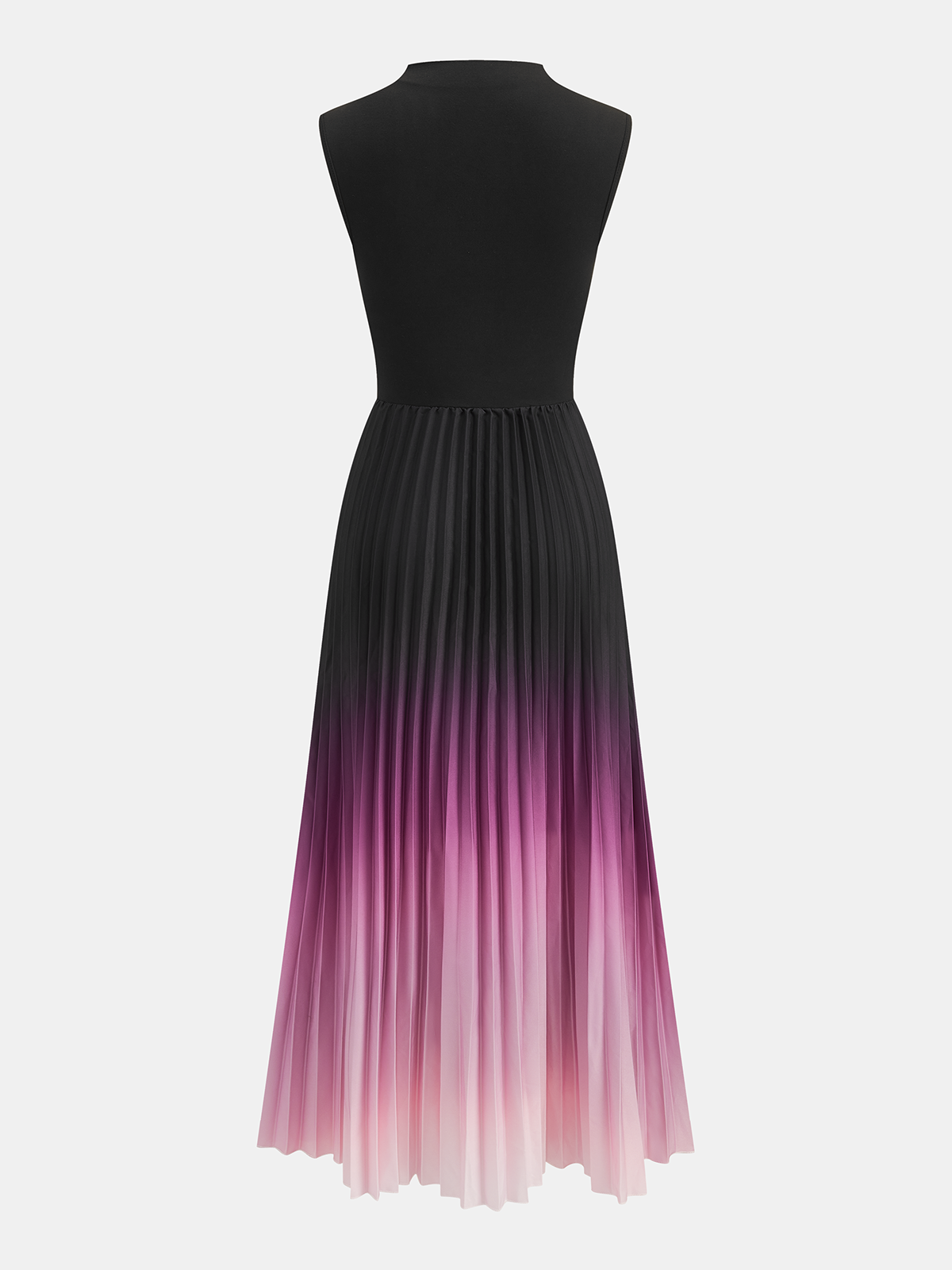 Vestido midi sin mangas, plisado y con degradado