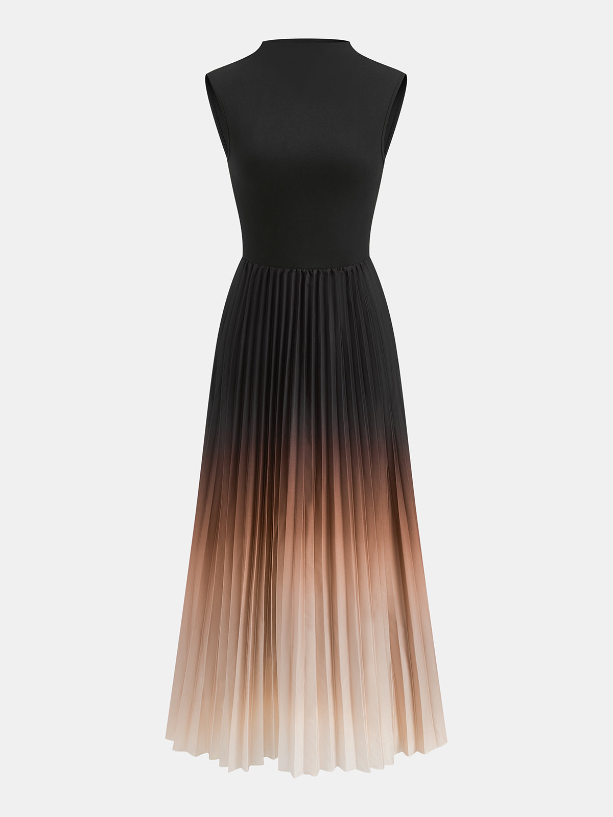 Vestido midi sin mangas, plisado y con degradado