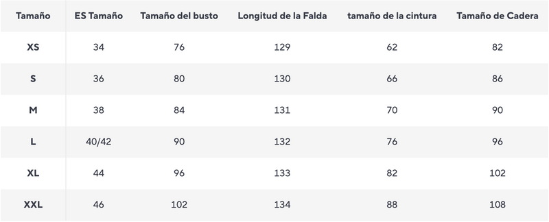 Guía de tallas