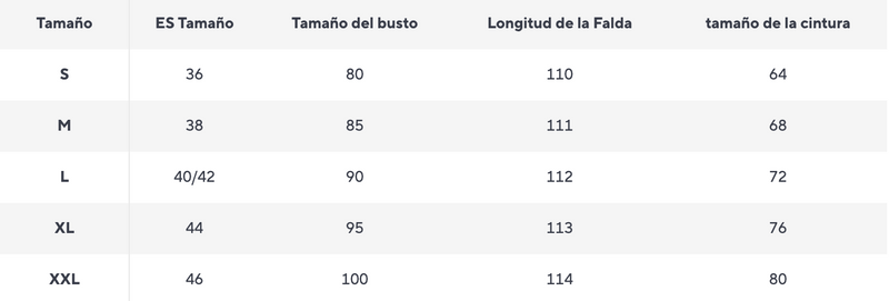 Guía de tallas