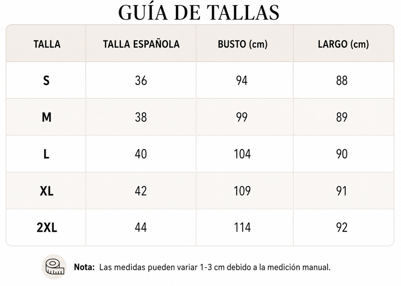 Guía de tallas
