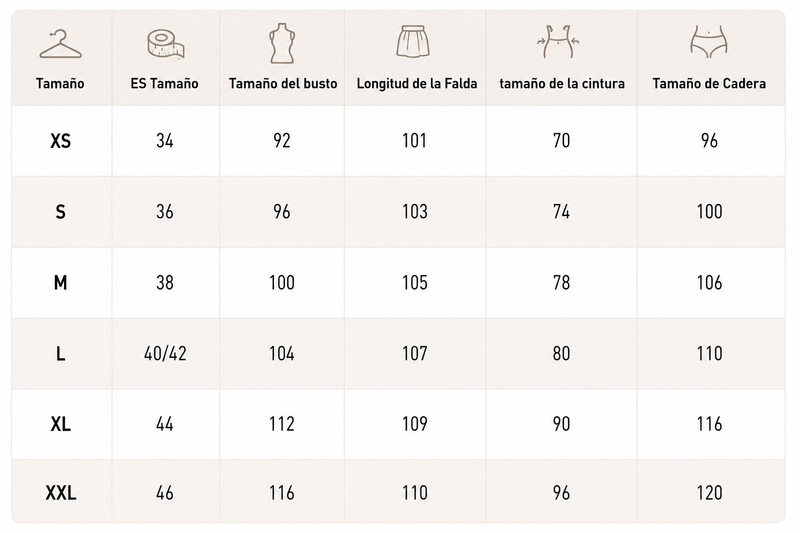 Guía de tallas