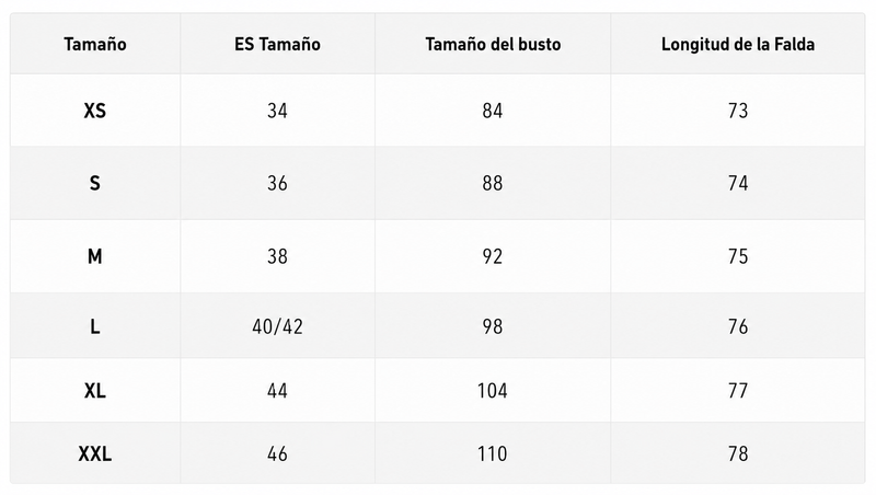 Guía de tallas