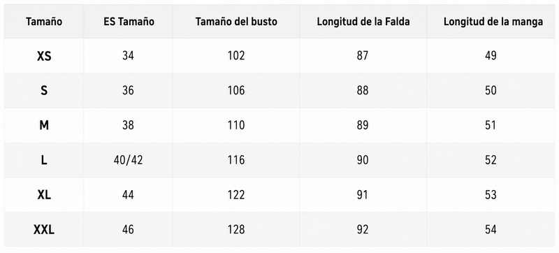 Guía de tallas