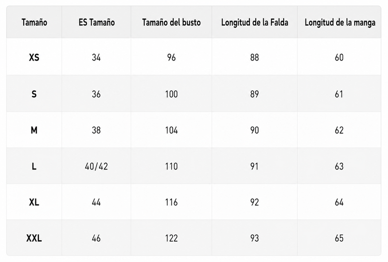 Guía de tallas