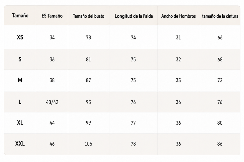 Guía de tallas