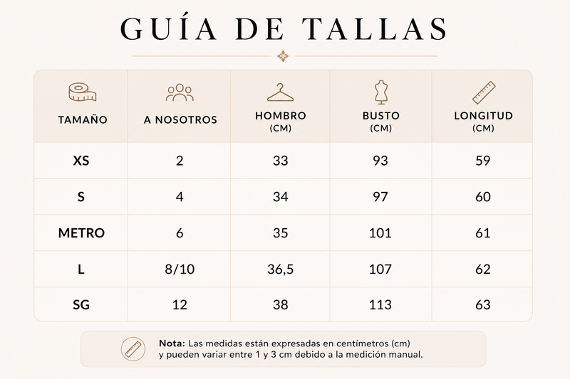 Guía de tallas