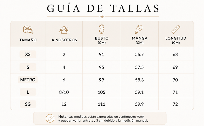 Guía de tallas
