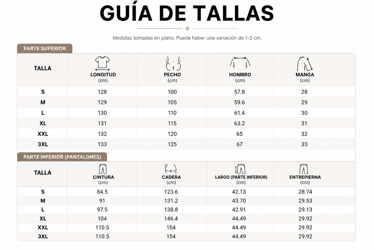 Guía de tallas