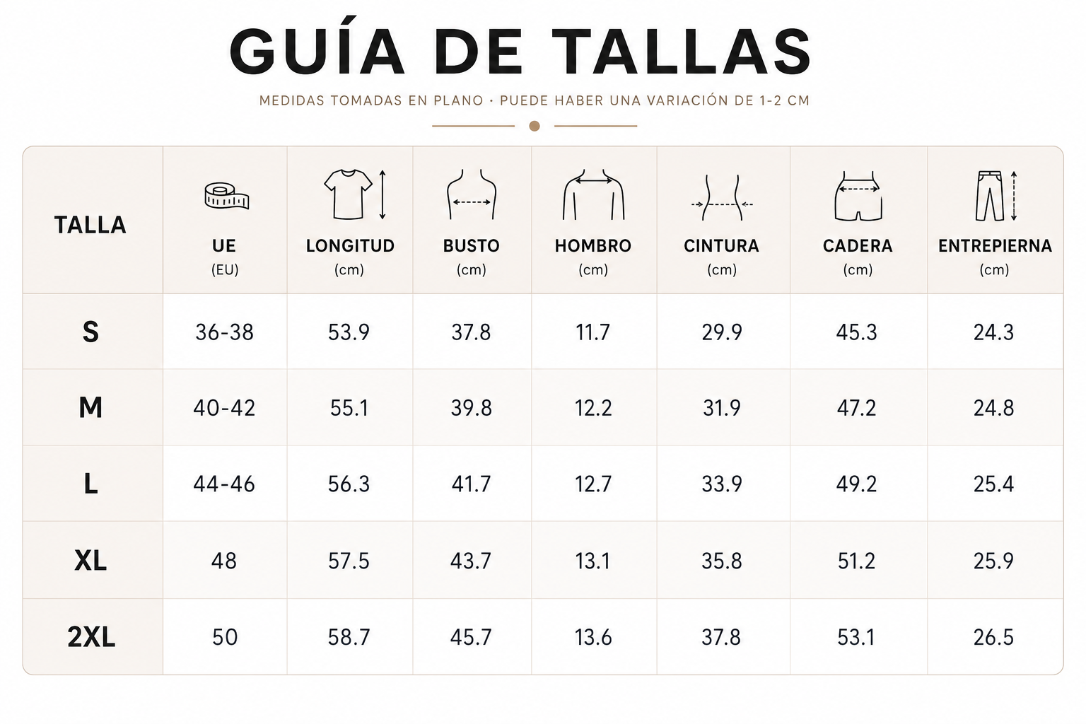 Guía de tallas