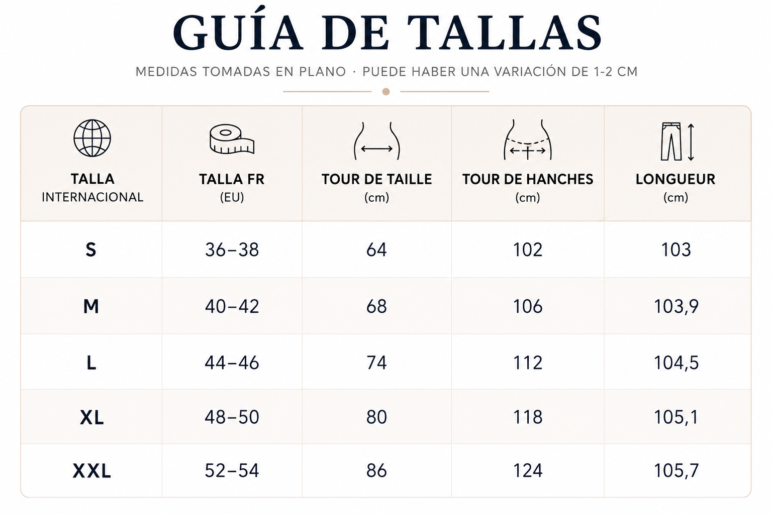 Guía de tallas