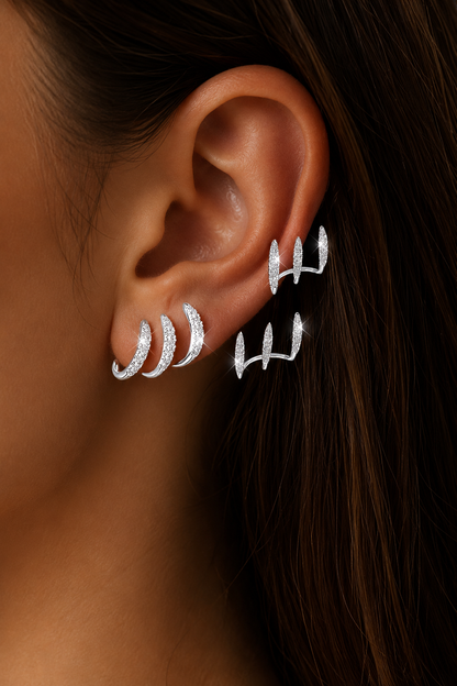 Elegantes pendientes de diamantes de imitación con tres garras