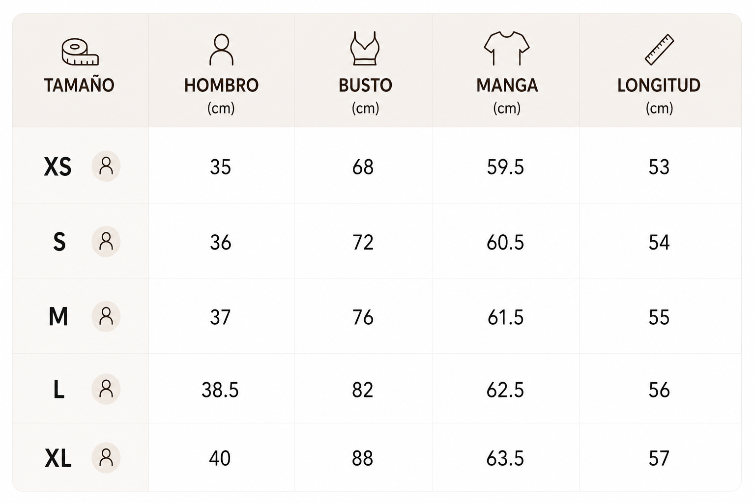 Guía de tallas