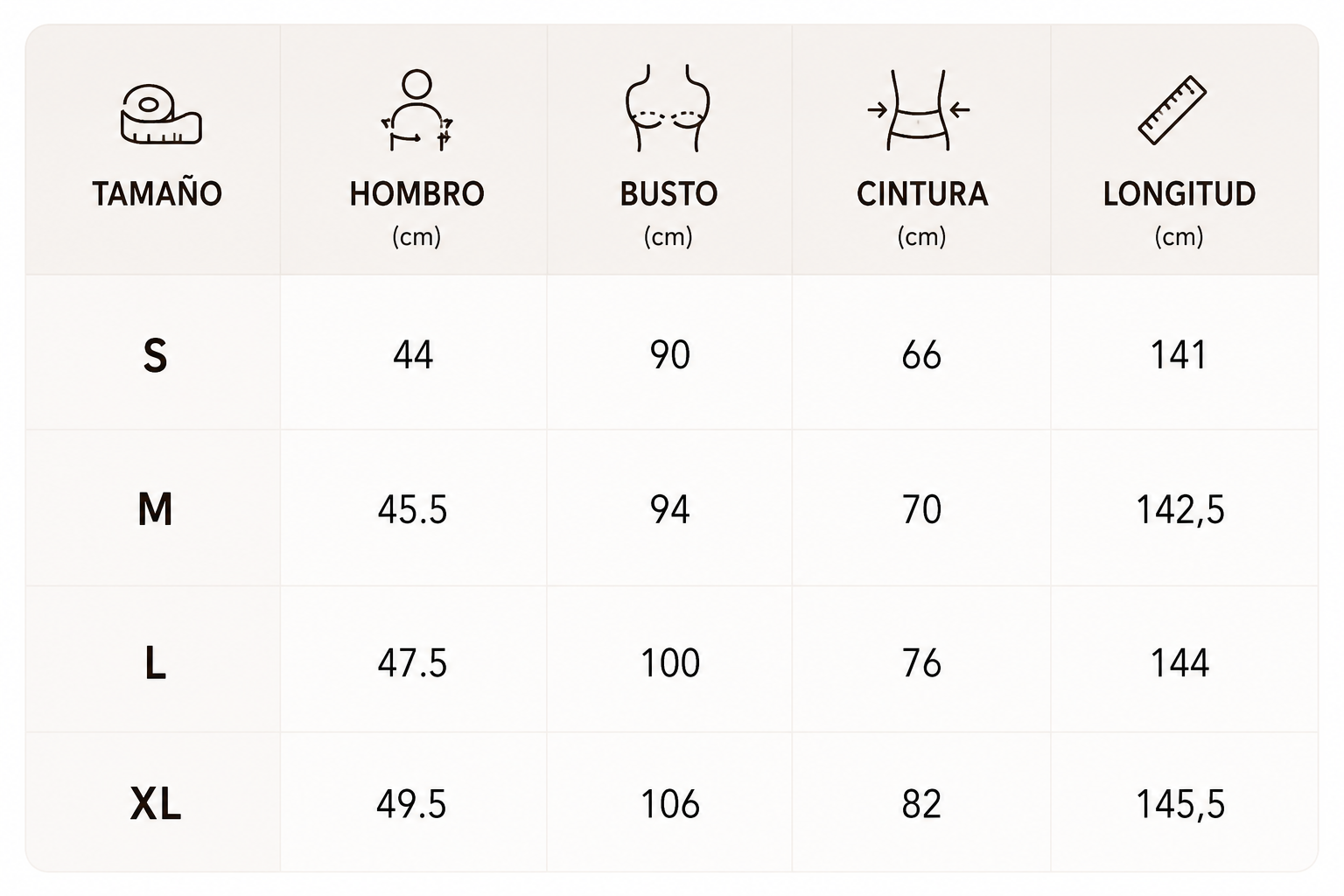 Guía de tallas