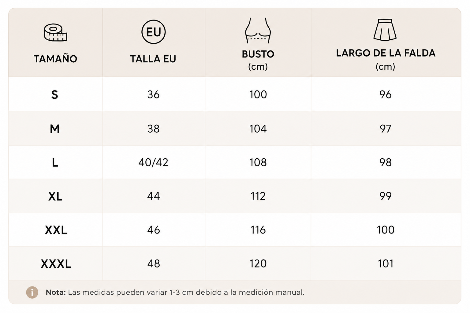 Guía de tallas