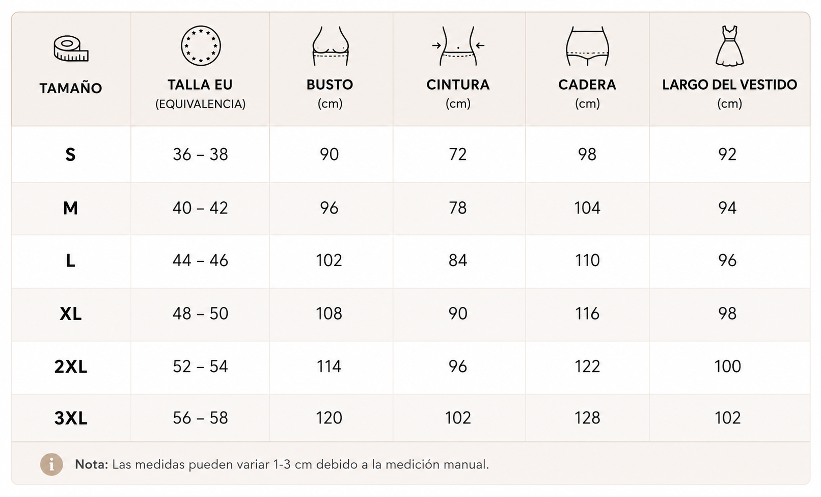 Guía de tallas