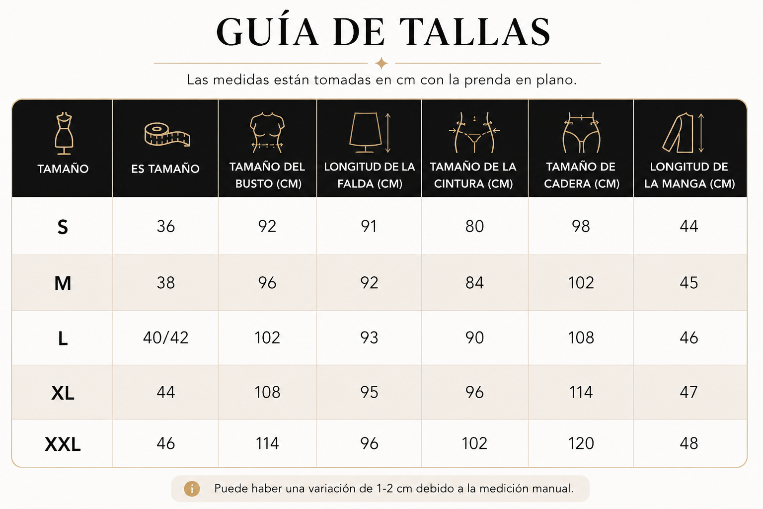 Guía de tallas