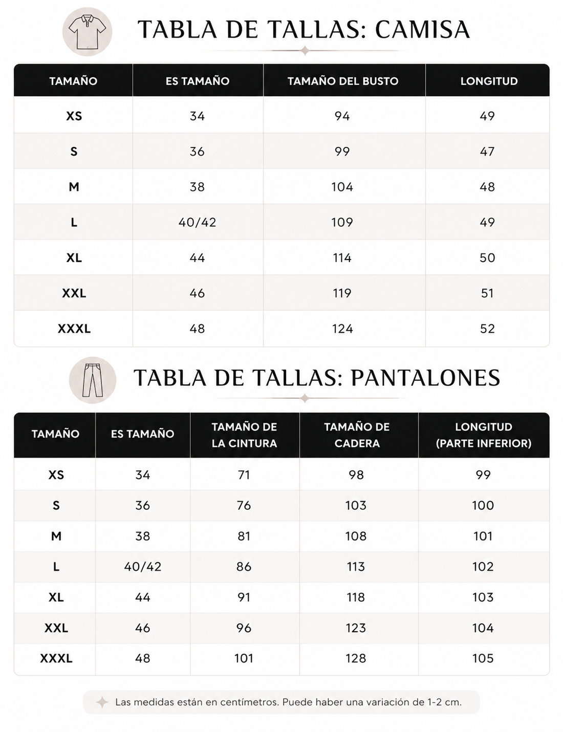Guía de tallas