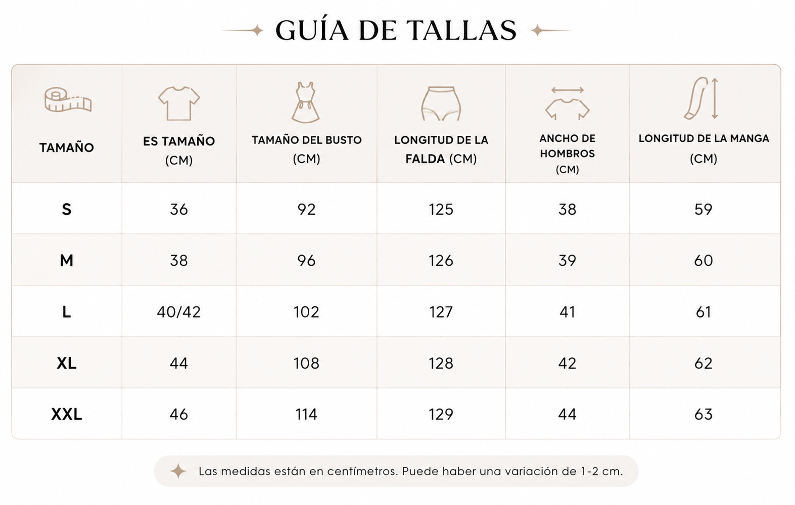 Guía de tallas