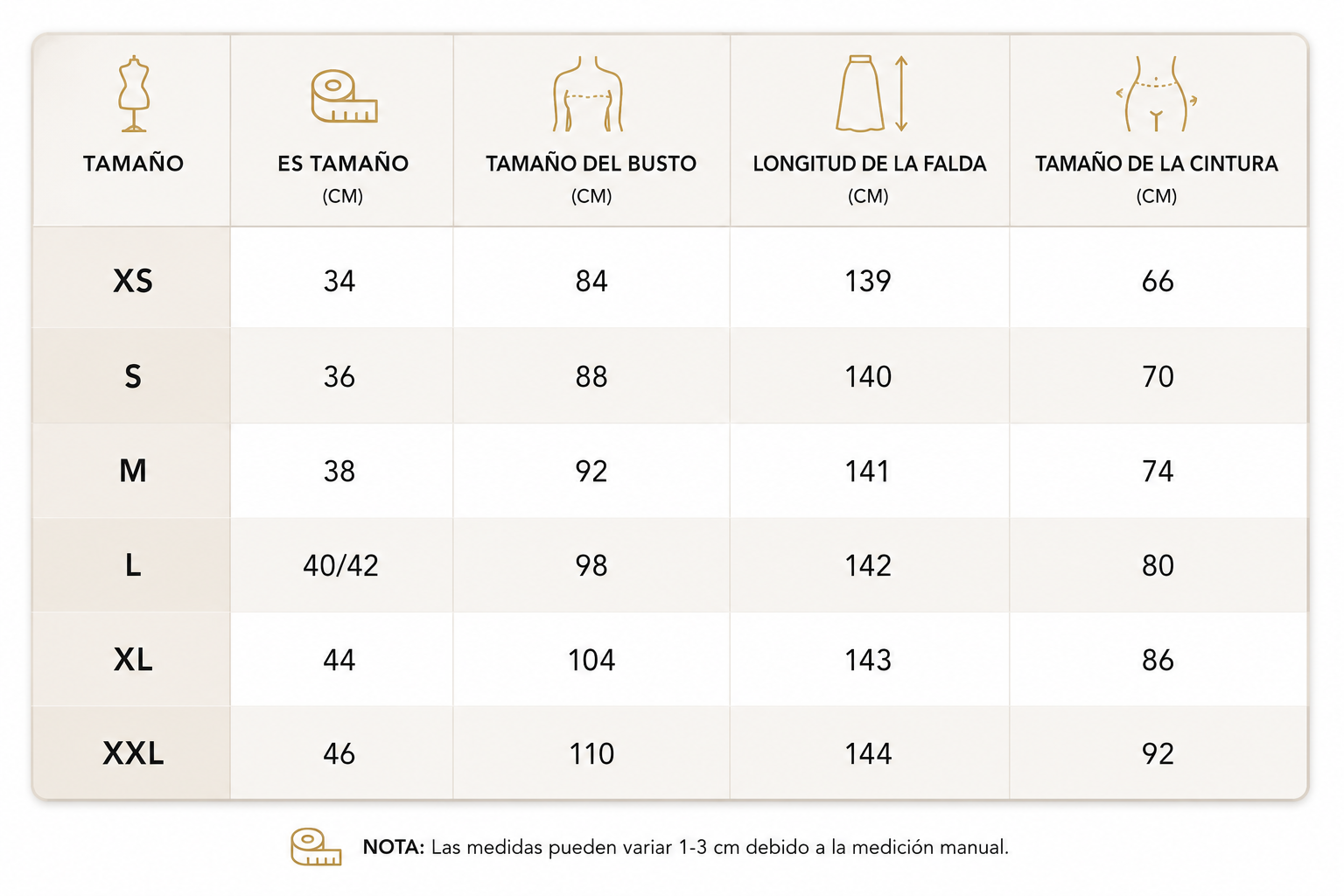Guía de tallas