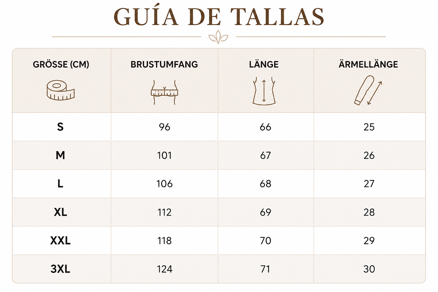 Guía de tallas