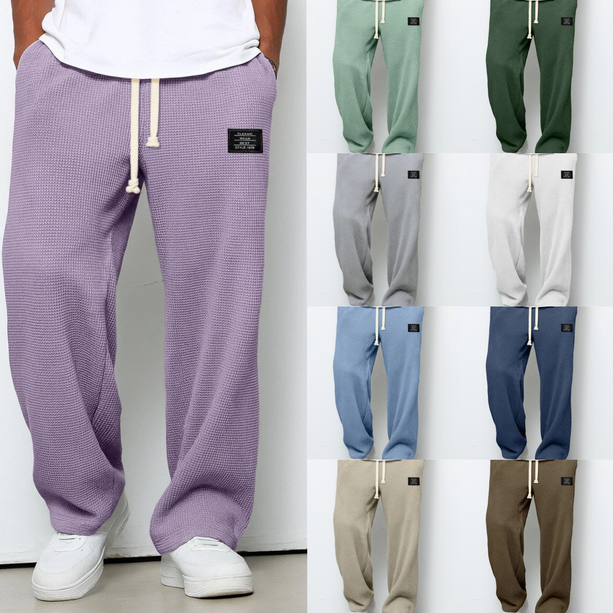 Lorenzo | Pantalones de pierna ancha con tejido de panal