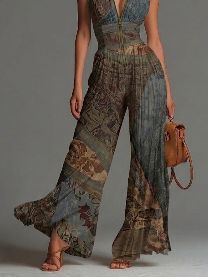 Mono de gasa sin mangas con estampado étnico bohemio