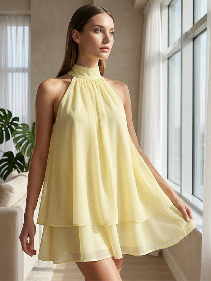 Vestido mini en capas, ligero y vaporoso