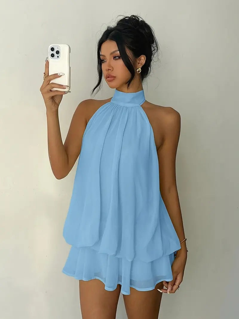 Vestido mini en capas, ligero y vaporoso