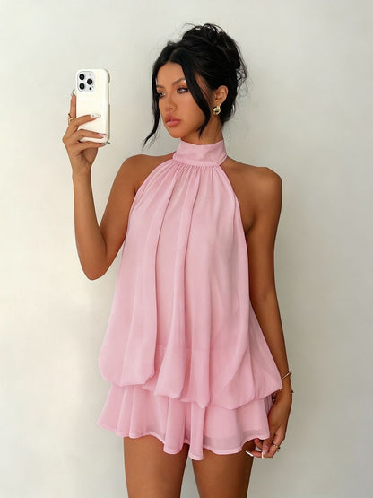 Vestido mini en capas, ligero y vaporoso