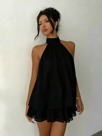 Vestido mini en capas, ligero y vaporoso