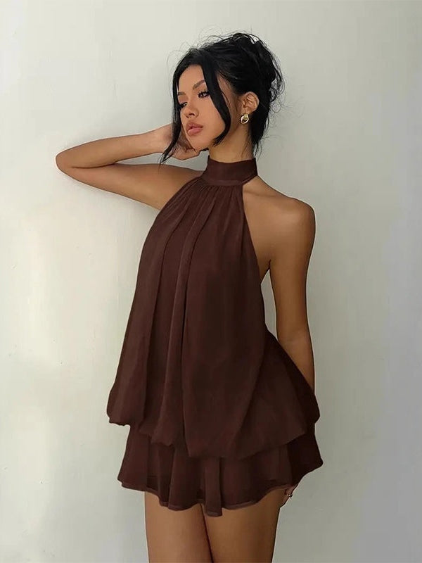 Vestido mini en capas, ligero y vaporoso