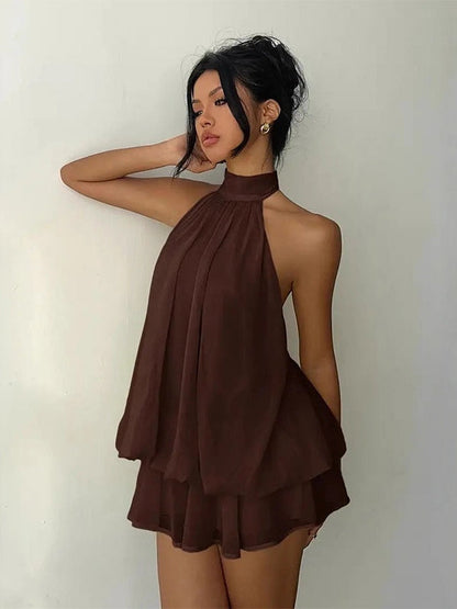Vestido mini en capas, ligero y vaporoso