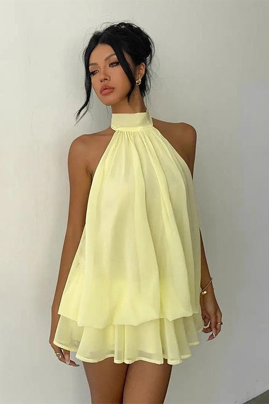 Vestido mini en capas, ligero y vaporoso