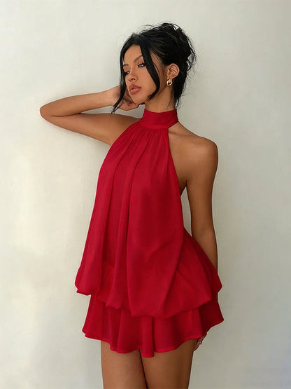 Vestido mini en capas, ligero y vaporoso